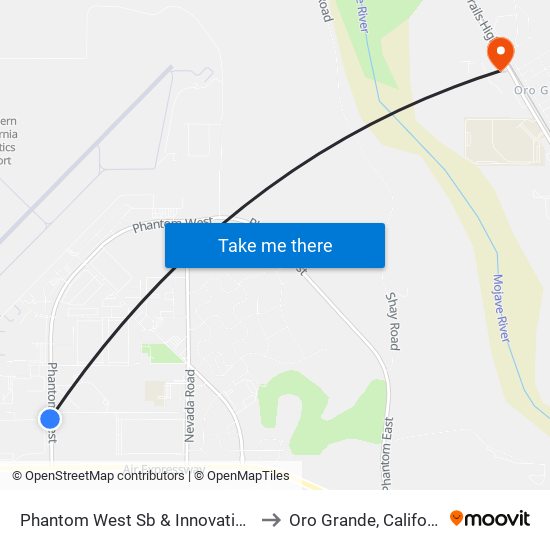 Phantom West Sb & Innovation Dr to Oro Grande, California map