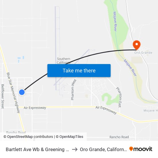 Bartlett Ave Wb & Greening St to Oro Grande, California map