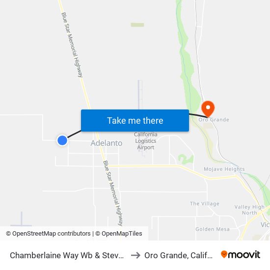 Chamberlaine Way Wb & Stevens St to Oro Grande, California map