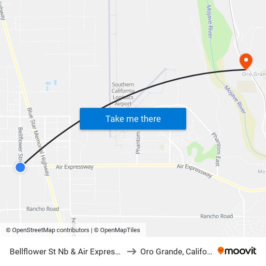 Bellflower St Nb & Air Expressway to Oro Grande, California map