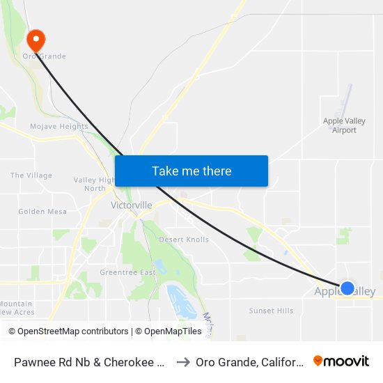 Pawnee Rd Nb & Cherokee Ave to Oro Grande, California map