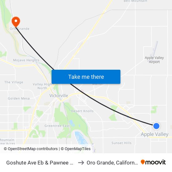 Goshute Ave Eb & Pawnee Rd to Oro Grande, California map