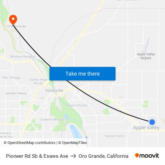 Pioneer Rd Sb & Esaws Ave to Oro Grande, California map