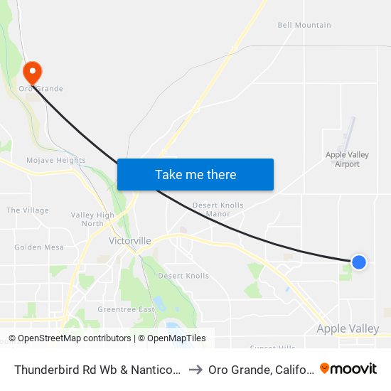 Thunderbird Rd Wb & Nanticoke Rd to Oro Grande, California map