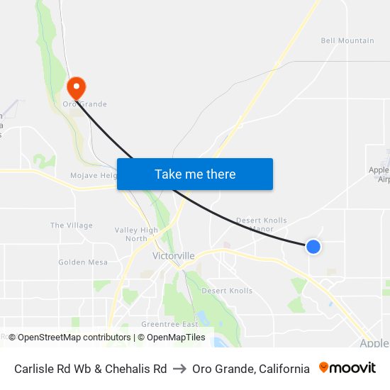 Carlisle Rd Wb & Chehalis Rd to Oro Grande, California map