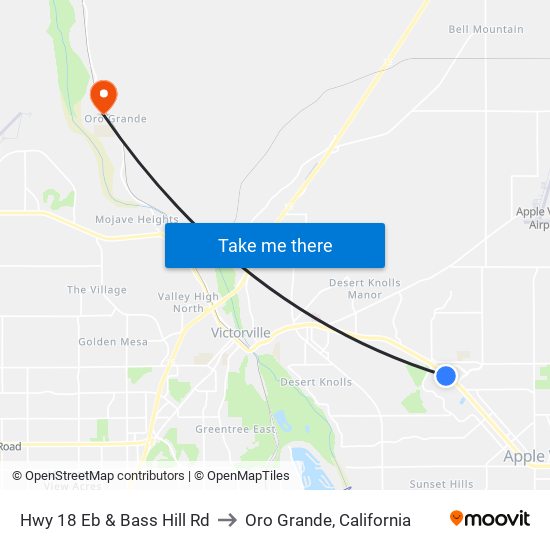 Hwy 18 Eb & Bass Hill Rd to Oro Grande, California map