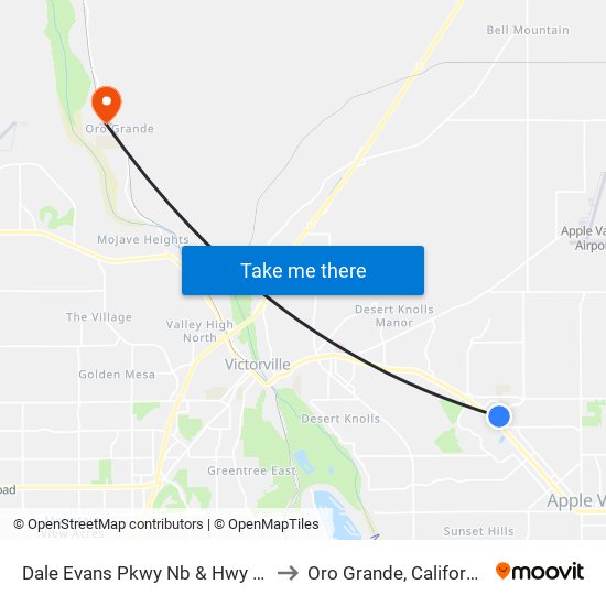 Dale Evans Pkwy Nb & Hwy 18 to Oro Grande, California map