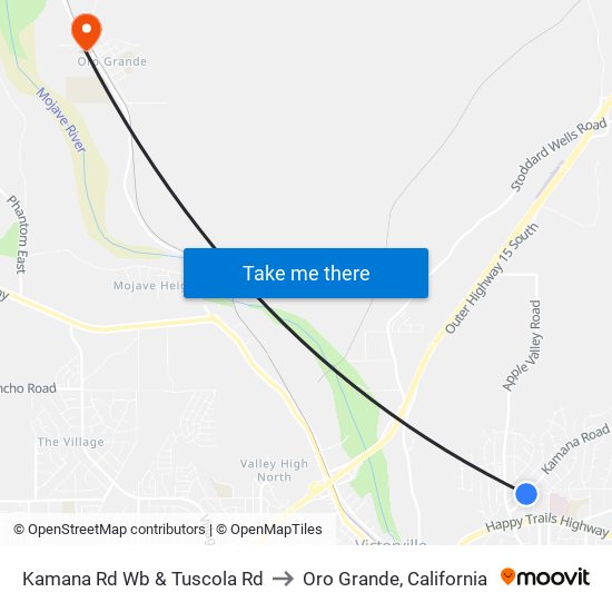 Kamana Rd Wb & Tuscola Rd to Oro Grande, California map