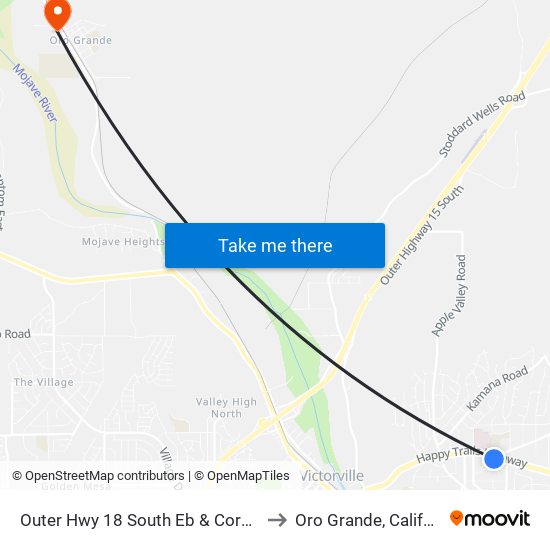 Outer Hwy 18 South Eb & Corwin Rd to Oro Grande, California map