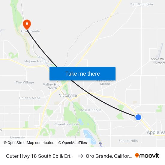 Outer Hwy 18 South Eb & Erie Rd to Oro Grande, California map