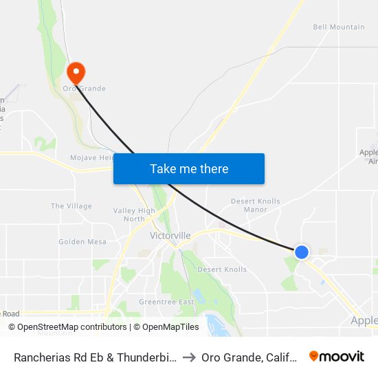 Rancherias Rd Eb & Thunderbird Rd to Oro Grande, California map