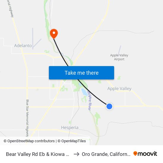 Bear Valley Rd Eb & Kiowa Rd to Oro Grande, California map