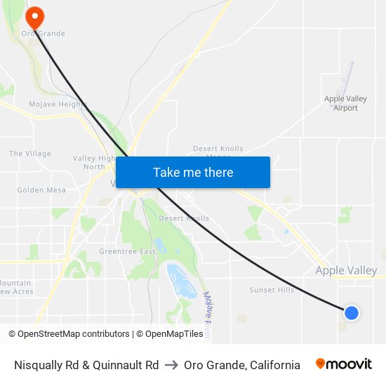 Nisqually Rd & Quinnault Rd to Oro Grande, California map