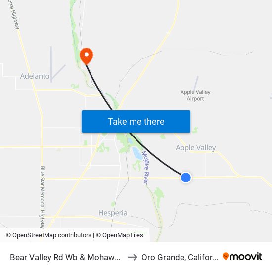 Bear Valley Rd Wb & Mohawk Rd to Oro Grande, California map