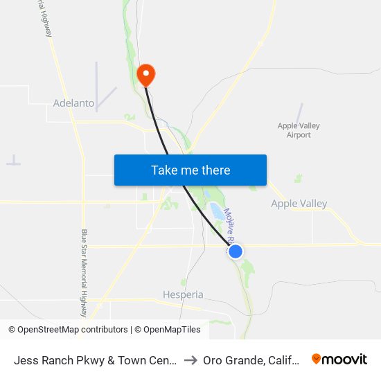 Jess Ranch Pkwy & Town Center Dr to Oro Grande, California map