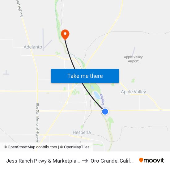 Jess Ranch Pkwy & Marketplace Dr to Oro Grande, California map