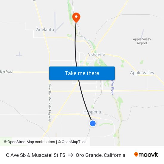 C Ave Sb & Muscatel St FS to Oro Grande, California map