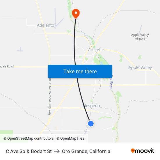 C Ave Sb & Bodart St to Oro Grande, California map