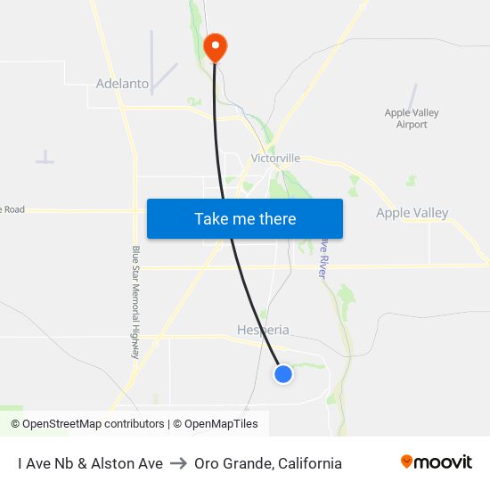 I Ave Nb & Alston Ave to Oro Grande, California map