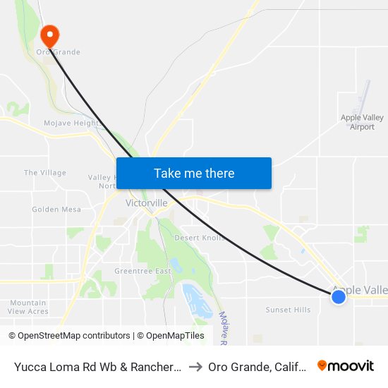 Yucca Loma Rd Wb & Rancherias Rd to Oro Grande, California map