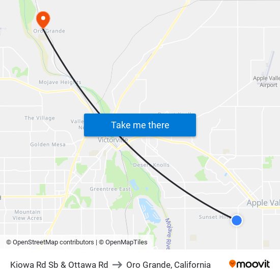 Kiowa Rd Sb & Ottawa Rd to Oro Grande, California map