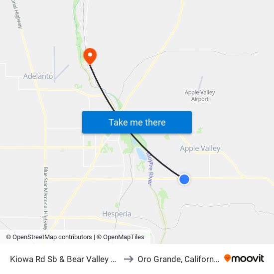 Kiowa Rd Sb & Bear Valley Rd to Oro Grande, California map