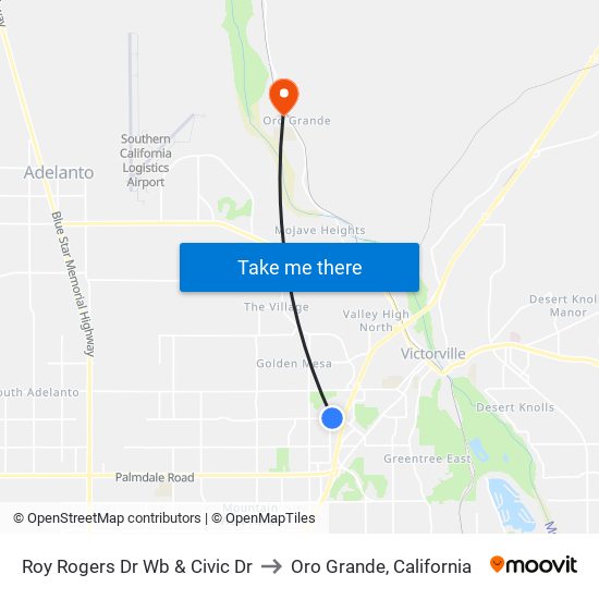 Roy Rogers Dr Wb & Civic Dr to Oro Grande, California map