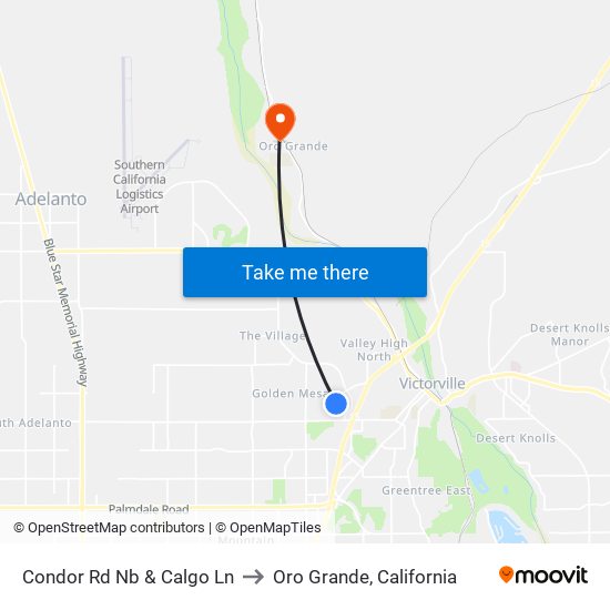 Condor Rd Nb & Calgo Ln to Oro Grande, California map