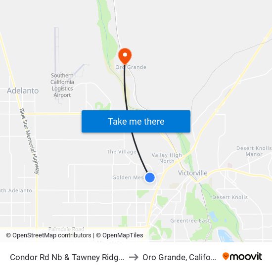 Condor Rd Nb & Tawney Ridge Ln to Oro Grande, California map