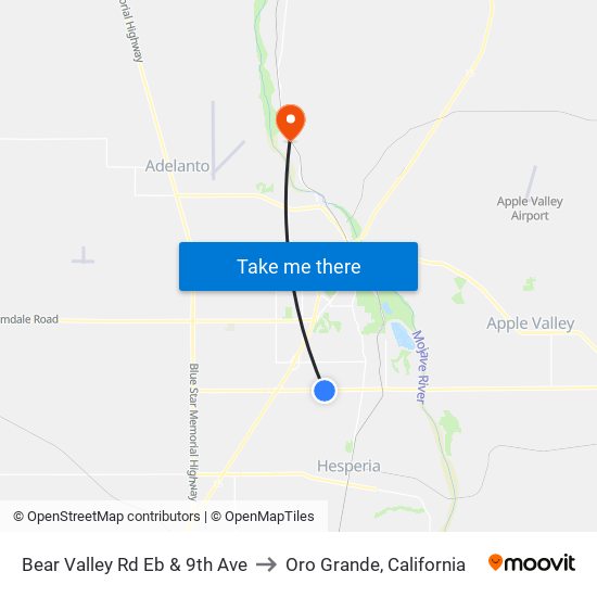 Bear Valley Rd Eb & 9th Ave to Oro Grande, California map