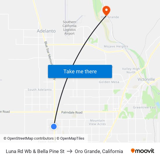 Luna Rd Wb & Bella Pine St to Oro Grande, California map