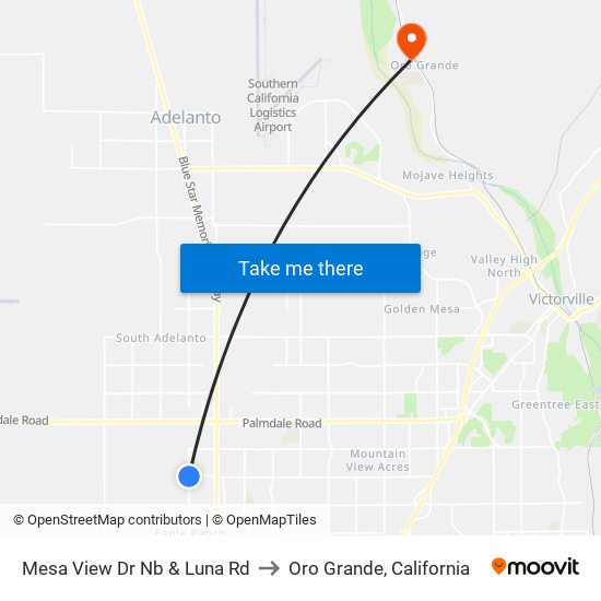 Mesa View Dr Nb & Luna Rd to Oro Grande, California map