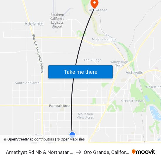 Amethyst Rd Nb & Northstar Ave to Oro Grande, California map