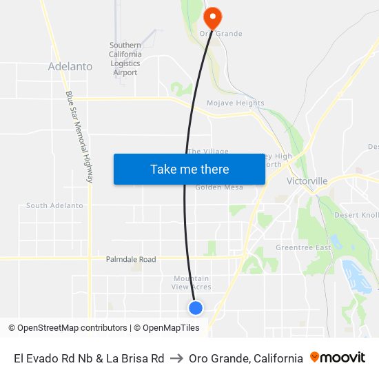 El Evado Rd Nb & La Brisa Rd to Oro Grande, California map