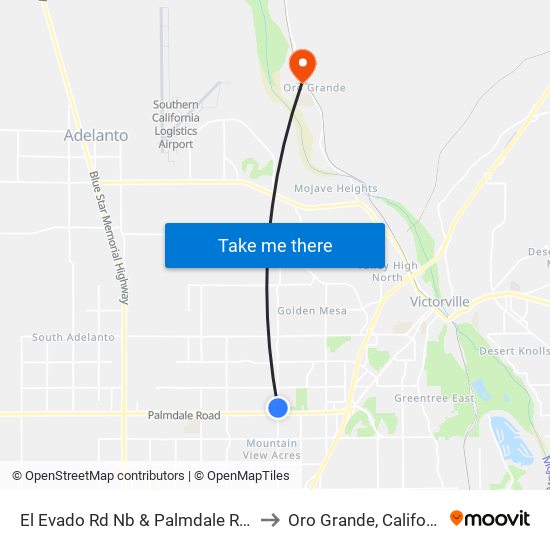 El Evado Rd Nb & Palmdale Rd FS to Oro Grande, California map