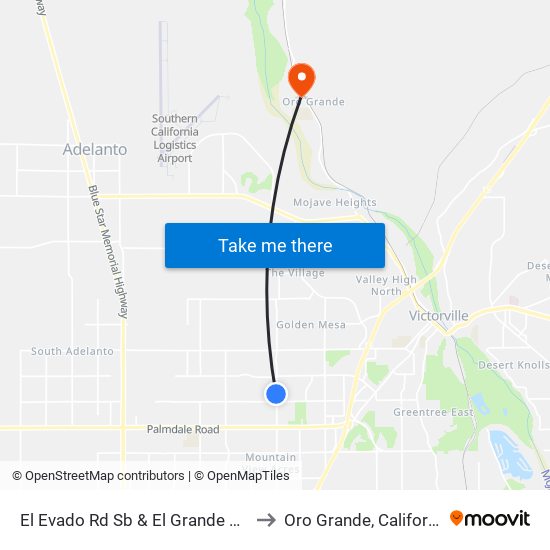 El Evado Rd Sb & El Grande Way to Oro Grande, California map