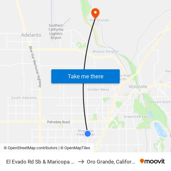 El Evado Rd Sb & Maricopa Rd to Oro Grande, California map