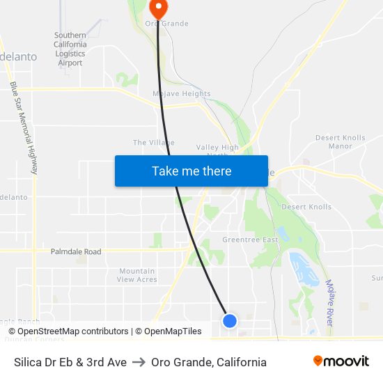 Silica Dr Eb & 3rd Ave to Oro Grande, California map
