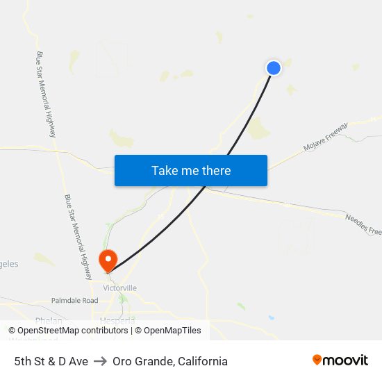 5th St & D Ave to Oro Grande, California map