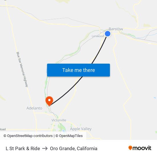 L St Park & Ride to Oro Grande, California map