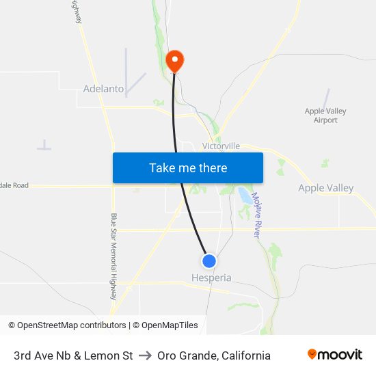3rd Ave Nb & Lemon St to Oro Grande, California map