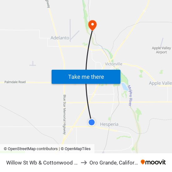 Willow St Wb & Cottonwood Ave to Oro Grande, California map