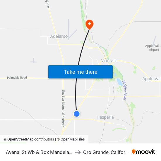 Avenal St Wb & Box Mandela Rd to Oro Grande, California map