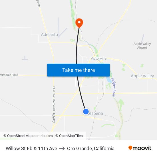Willow St Eb & 11th Ave to Oro Grande, California map