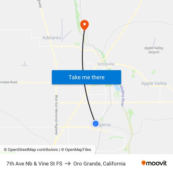 7th Ave Nb & Vine St FS to Oro Grande, California map