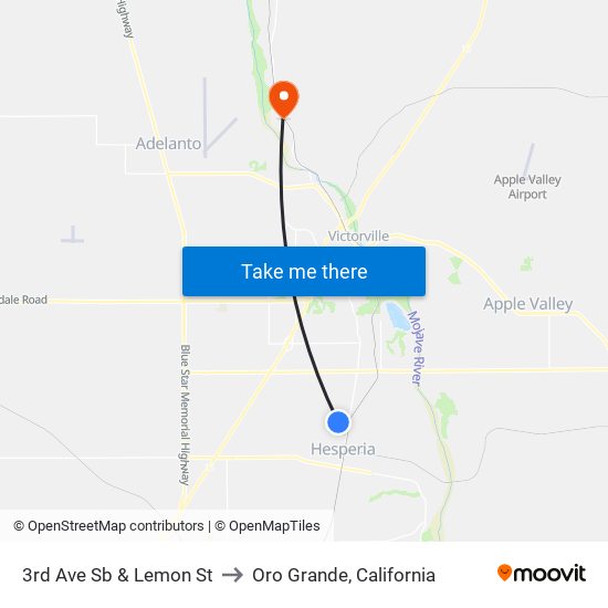 3rd Ave Sb & Lemon St to Oro Grande, California map