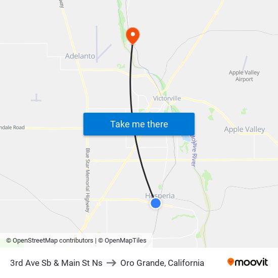 3rd Ave Sb & Main St Ns to Oro Grande, California map