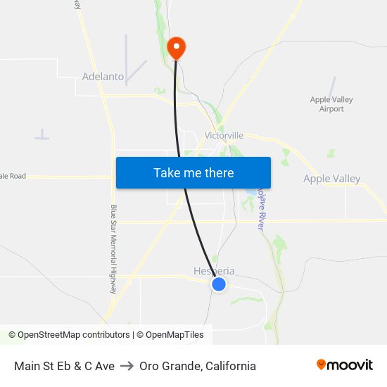 Main St Eb & C Ave to Oro Grande, California map