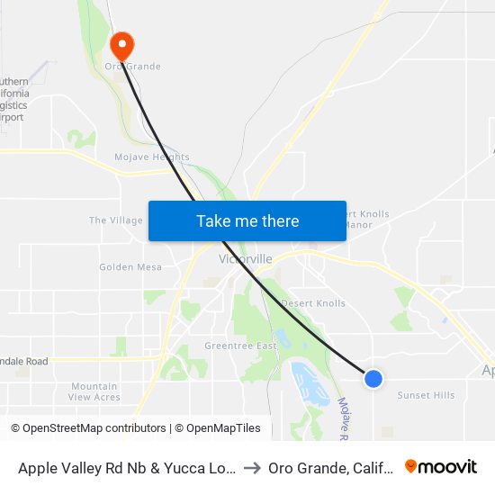 Apple Valley Rd Nb & Yucca Loma Rd to Oro Grande, California map