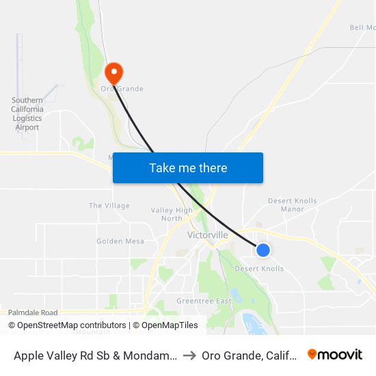 Apple Valley Rd Sb & Mondamon Rd to Oro Grande, California map